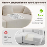 Curve Modular Sofa Couch, Deep Seat Cloud Couch, No Assembly Required Sofa Set, Chenille Fabric 4-Seater Comfy Cloud Couches for Living Room Apartment Office-Beige DEINPPA