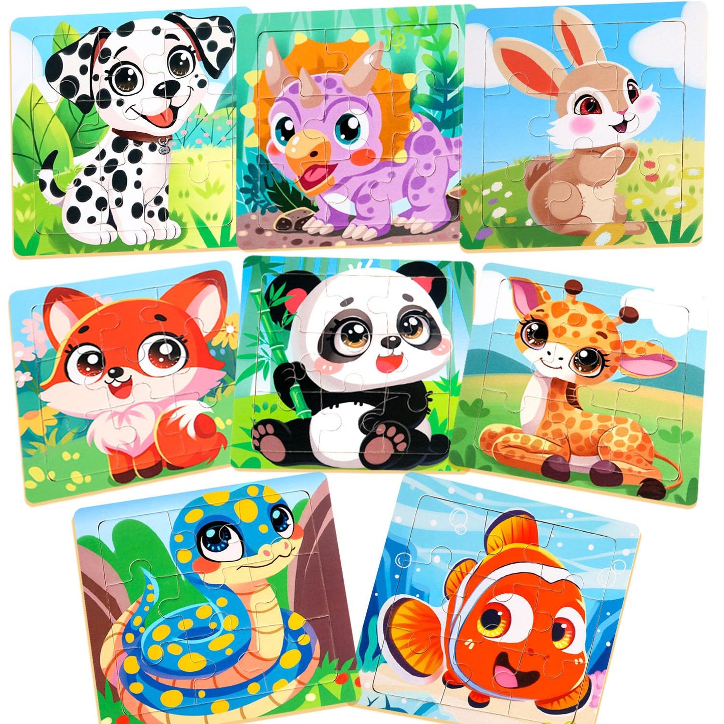 Puzzles for Toddlers 2-4, 9 Piece Animal Wooden Jigsaw Puzzles for Kids Ages 4-6 Year Old, Children Learning Educational Puzzles Toys for Boys and Girls (8 Packs)