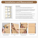 LazBlinds No Tools No Drill Cordless Bamboo Roman Shades, Privacy Blinds for Interior Windows, Room Darkening Roll Up Bamboo Blinds for for Home & Patio, 24" W x 72" H, Privacy-Eastfield Teak LazBlinds