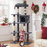 Yaheetech Large Multi-Level Cat Tree, 63 Inches Tall with Sisal-Covered Scratching Posts, Condo, Hammock, Dangling Ball, and Extended Platform for Cats to Play and Sleep Yaheetech