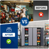 Fesbos Metal Storage Cabinet-72” Tall Steel File Cabinets with Lockable Doors and Adjustable Shelves-Black&Gray Steel Storage Cabinet for Kitchen, Office, Garage Fesbos