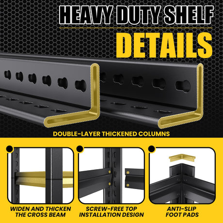 72”H*46”W Garage Shelving Heavy Duty, Adjustable Garage Shelves, 2500LBS Storage Shelves, 5-Tier Metal Shelving Units, Easy Assembly Wood Shelves, Utility Storage Rack Shelf for Warehouse,2 Pack CVGFDR