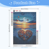 NEWENMO Diamonds Painting Kits for Adults Beginner DIY 5D Heart Beach Diamond Art Paint with Round Diamonds, Full Drill Gem Art Moon Diamonds Painting for Craft Home Wall Decor 12x16Inch NEWENMO