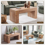 OKD 48" Modern Farmhouse Coffee Table, Wooden Living Room Table with Hidden Storage Drawer, Rustic Rectangular Center Tables w/Wood Thick Design for Living Room, Office, Light Knotty Wood OKD