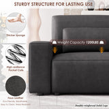 HIFIT 105" Black Faux Leather Sofa Couches for Living Room, Modern Comfy Couch with 28" Deep Seat & Fluffy Cushion, 4-Seater Home Sofa Living Room Furniture for Office with 2 Pillows, Solid Wood Frame HIFIT