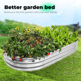 AHEONLAR Galvanized Raised Garden Bed Kit, Oval Large Metal Planter Box, Sturdy and Durable, Garden Boxes Outdoor Raised for Vegetables, Fruits, Flowers and Herbs, 4x2x1ft (Silver) AHEONLAR