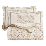 vctops Elegant Embroidered Quilt Set Farmhouse Patchwork Oversized Queen Size Reversible Bedspread Coverlet 3 Piece Cotton Quilted Bedding Set for All Season, 1 Quilt + 2 Pillow Sham (94x102 in) vctops