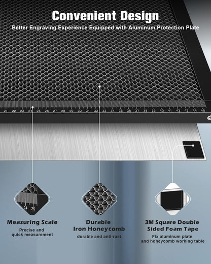 Honeycomb Working Table 11.81 x 19.69 x 0.87 inch Honeycomb Laser Bed with Aluminum Plate Fast Heat Dissipation and Table-Protecting Honeycomb Working Panel for Laser Engraver Cutting Machine - WoodArtSupply