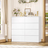FINETONES 8 Drawer Dresser for Bedroom, White Dresser Double Chest of Drawers, Modern Wood Dressers with Deep Drawers for Living Room,White FINETONES