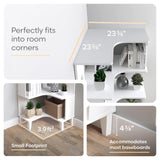 Prepac Nordik 6-Tier White Modern Mid Century Corner Bookcase, 71.5" Extra Tall White Corner Shelf with Storage, Multifunctional Freestanding Bookshelf for Home Office, Living Room, Bedroom Prepac