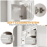 IRONCK 30" Bathroom Vanity with Sink, Farmhouse Bathroom Cabinet, Bathroom Vanity Set with 2 Drawers & Storage for Guest Baths Master Suites or Rental Units, Industrial White IRONCK