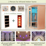 KUNSANA 2-3 Person Infrared Saunas for Home, Low EMF Ceramic Infrared Sauna, Indoor Home Sauna Spa, Hemlock Wooden Corner Suana Room, Bluetooth Speakers, Chromotherapy Lights KUNSANA