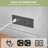 Homnso Murphy Bed Queen,Pine Wood Murphy Bed Cabinet Queen Size withTri-Folding Mattress,Storage Drawer & USB Charging Station for Living Room Apartment (White 3#) Homnso