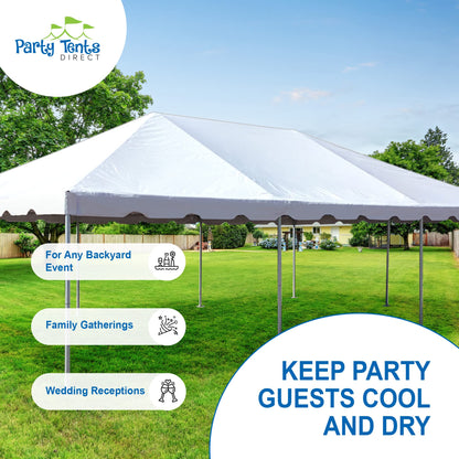 Party Tents DIRECT 20' x 40' Weekender West Coast Frame Style Party Tent | White PVC Top | for Weddings, Graduations, and Events