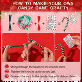 Hollowfly 48 Set Christmas Meaning of The Candy Cane Craft Kit DIY Christmas Tri Beaded Ornament Includes 2160 Plastic Tri Beads 48 Cards 48 Chenille Stems for Jesus Religious Crafts Xmas Tree Decor Hollowfly