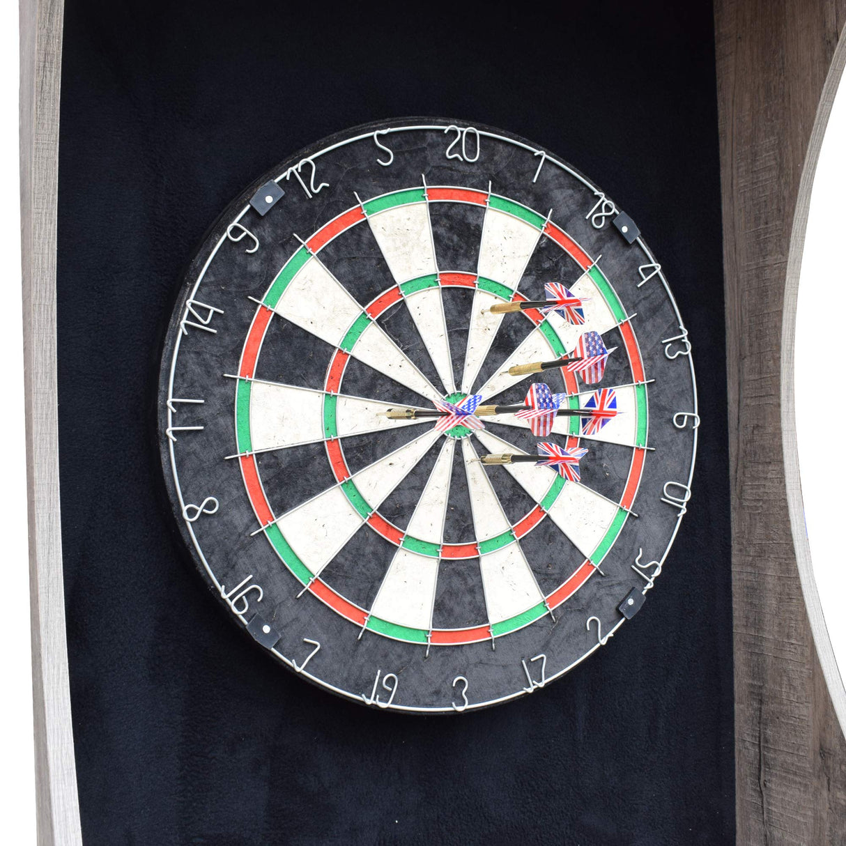 Hathaway Westwood Free-Standing Set-Includes 18, Steel-Tip Darts-Perfect for Family Game Rooms, Basements, Home Bars Dartboard Cabinet, Driftwood Hathaway