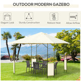 Outsunny 10' x 10' Patio Gazebo, Outdoor Gazebo Modern Canopy Shelter with Vents Roof and Steel Decorative Columns, for Garden, Lawn, Backyard and Deck Outsunny