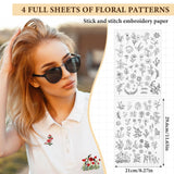 Lyrow 122 Pcs Water Soluble Stabilizer for Flower Pattern Stick and Stitch Embroidery Paper Wash Away Embroidery Stabilizers Tear Away Patterns for Hand Sewing Lover Lyrow