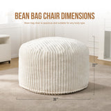 Hobestluk 3ft Bean Bag Chairs for Adults Large Beanbag Chair with Stripe Plush Cover Big Bean Bag Chair for Living Room Bedroom Dorm Office - White (36” x 36” x 22”) Hobestluk