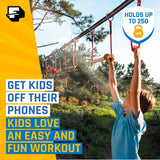Fofana Ninja Warrior Obstacle Course for Kids – 32-Piece Backyard Playset, 9 Fun Training Obstacles, 65 Ft Slackline Kit Accessories - Outside Line Ninja Kids Toys, Outdoor Play Equipment, Jungle Gym Fofana