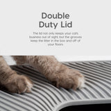 IRIS USA Premium Top Entry Cat Litter Box with Scoop, Square Enclosure for Cat and Kitty, Gray IRIS USA