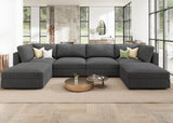 HONBAY Modular Sectional Couch with Storage Corduroy Sectional Sofa with Chaise U Shaped Sectional Couches for Living Room,Dark Grey HONBAY