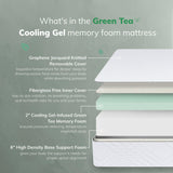 EGO White 8 Inch King Memory Foam Mattress, Cooling Gel Green Tea Mattress Bed in a Box, CertiPUR-US Certified, 76"x80", Medium Firm MLILY