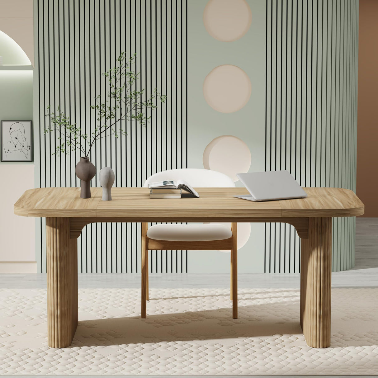 Tribesigns 62" Executive Desk, Large Computer Office Desk with Double Pedestal, Modern Simple Style Natural Wood Top Rectangle Writing Desk for Home Office (Natural) Tribesigns