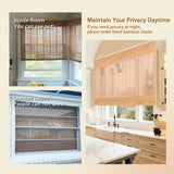 CHEFRU Cordless Bamboo Window Roman Shades, Almond, Indoor/Outdoor Privacy Cordless Wood Window Shades Blinds CHEFRU