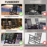 FUNBERRY Patio Rocking Chairs Set of 2,Poly Lumber Rocker,All Weather Rocking Chair Outdoor,High Back Porch Rocker,Cracker Barrel Rocking Chairs for Porch,360lbs FUNBERRY