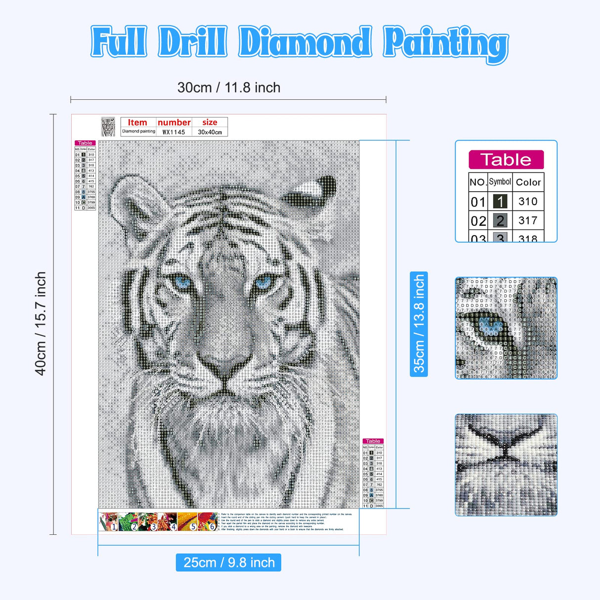 NAIMOER Tiger Diamond Art Kits for Adults,5D Diamond Art Tiger Kits DIY Full Drill Animals Diamond Art Kits for Home Wall Decoration Gifts (30X40cm) NAIMOER
