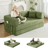 GEARIVY Folding Sofa Bed Convertable Corduroy Couch King Size Floor Sleeper 4-in-1 DIY Combination Modular Sofa Fold Out Futon Lounge Comfy Foldable Lazy cama for Living Room (Green, 70.86") GEARIVY