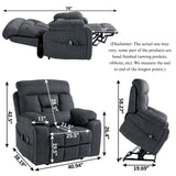 JUUXO 4-Motor Lay Flat Power Lift Recliner Chair with Heat & Massage - Power Adjustable Headrest, Backrest, Lumbar & Legrest - Big Tall Recliners, 4-Point Massage (Seat Heating) JUUXO
