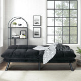 SoarTalent 67” Velvet Futon Sofa Bed Convertible Small Upholstered Couch 2-Seat Loveseat Sleeper with Adjustable Backrest and Armrest for Small Space Apartment,Gaming Room,Office(Black) SoarTalent