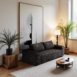 71" Small Couches for Small Spaces, Memory Foam loveseat Corduroy Couch in a Box, Compressed Boneless Sofa for Living Room Bedroom, Apartment Furniture, No Assembly Required, Black JINGLING