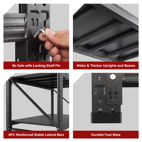 48" Wide Heavy Duty Garage Shelving Units,3000LBS 24 Deep Storage Shelves,Metal Garage Shelves,Large Storage Rack,Steel Shelf,Industrial Shelving for Shop,Warehouse,Basement,48" W x 24" D x 70" H SISESOL