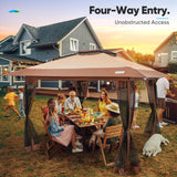 Quictent 13'x13' Pop up Gazebo Canopy Tent, One Person Set up Portable Instant Folding Shelter, Outdoor Canopy Tent with Extra Shade for Backyard, Patio, Party - Khaki Quictent