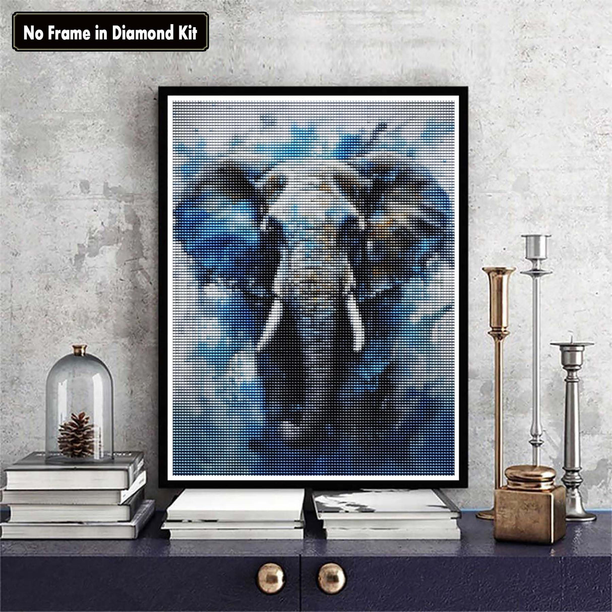 Zariocy 5D Diamond Art Kits for Adults Elephant, DIY Diamond Painting Art Oil Painting Style Round Full Drill Crystal Diamond Embroidery Paintings Arts Craft for Home Office Wall Decor 12x16 inch Zariocy