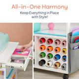 iVyne Craft Cart, Ultimate Organization & Storage Table for Cricut/Silhouette, Craft Table with Storage, Workstation for Accessories, iVyne Berry, Vinyl Rolls, and More - White iVyne