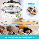 Low Profile Ceiling Fan with Light - Modern Flush Mount Ceiling Fan,15" RGB Dimmable LED Enclosed Ceiling Fans,Modern Bladeless LED-RGB Ambient Light for Bedroom Kids Room Party（Black） Mpayel