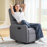 Jocisland Swivel Glider Rocking Recliner Chair for Adults, Nursery Rocker Reclining, Comfy Upholstered Single Sofa Armchair for Living Room Bedroom Nursing, Linen Gray Jocisland