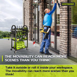 KAFAHOM Power Tool Organizer Cart with Charging Station,Garage Floor Rolling Storage on Wheels for Mechanic,Mobile 8 Drill Holder, Utility Cart with Battery Charging 8 Outlet Power Strip KAFAHOM