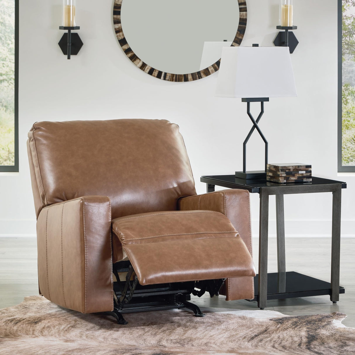 Signature Design by Ashley Bolsena Contemporary Leather Match Manual Rocker Recliner, Dark Brown Signature Design by Ashley