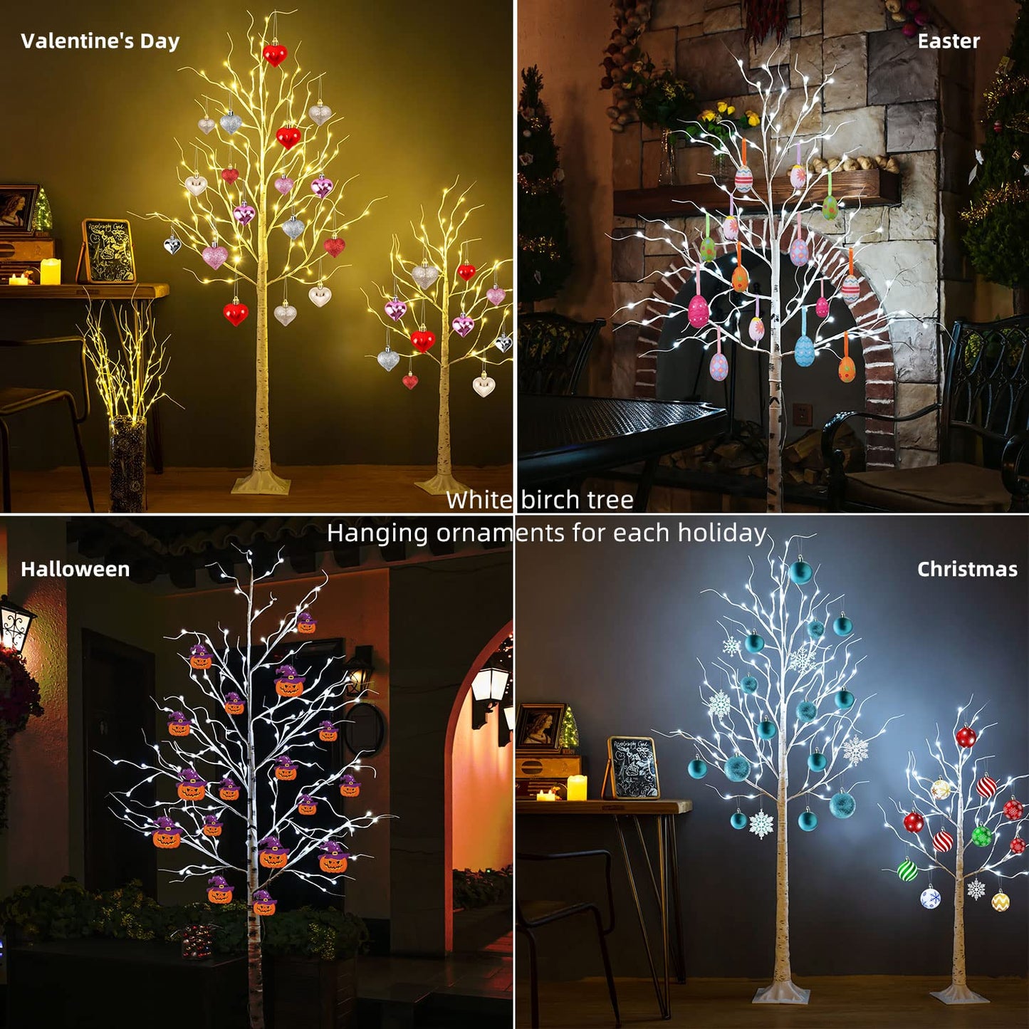 ZHOUDUIDUI Lighted Birch Tree, 6ft 96LED Birch Tree Lights,Artificial Twig Tree Light 9Modes Timer for Indoor Outdoor Christmas Halloween Easter Tree Home Party Wedding Decor,Warm & Cool White