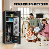 ErgoNova 57" Large Gun Safe,Biometric 5-Gun Safe Cabinet,Quick Access Long Gun Pistols,Rifles and Shotguns Gun Cabinet,with 3 Pistol Bags and LED Light Adjustable Gun Rack,Assembled(Black) ErgoNova