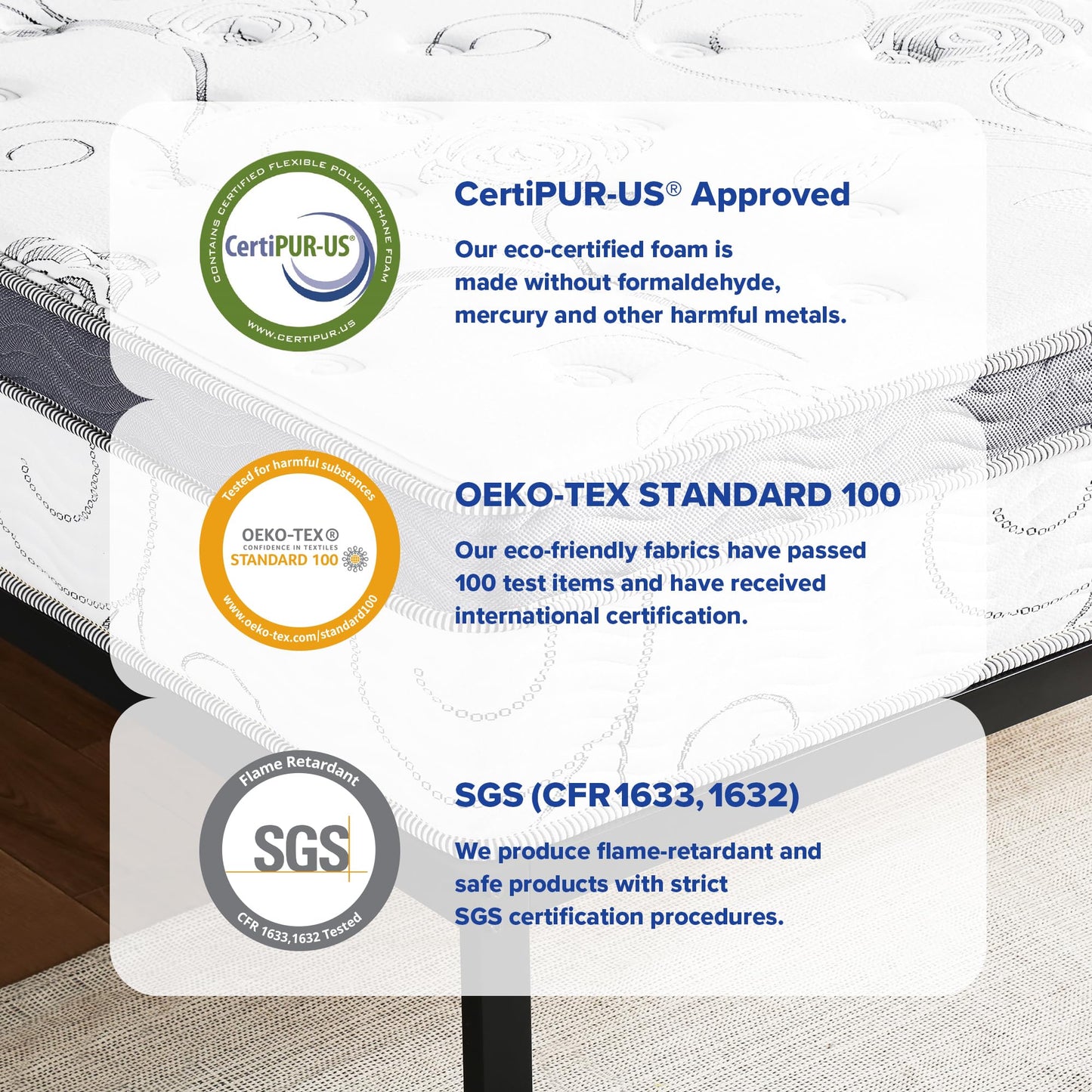 Olee Sleep Full Mattress, 13 Inch Hybrid Mattress, Gel Infused Memory Foam, Pocket Spring for Support and Pressure Relief, CertiPUR-US Certified, Bed-in-a-Box, Firm, Full Size