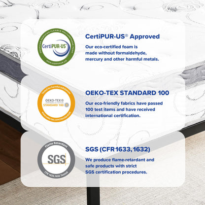 Olee Sleep Full Mattress, 13 Inch Hybrid Mattress, Gel Infused Memory Foam, Pocket Spring for Support and Pressure Relief, CertiPUR-US Certified, Bed-in-a-Box, Firm, Full Size