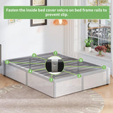 Upcanso 16 Inch King Size Bed Frame with White Skirt Cover, Metal King Bed Frame with Storage, No Box Spring Needed, Heavy Duty, Easy Assembly, Noise Free, Mattress Foundation Upcanso