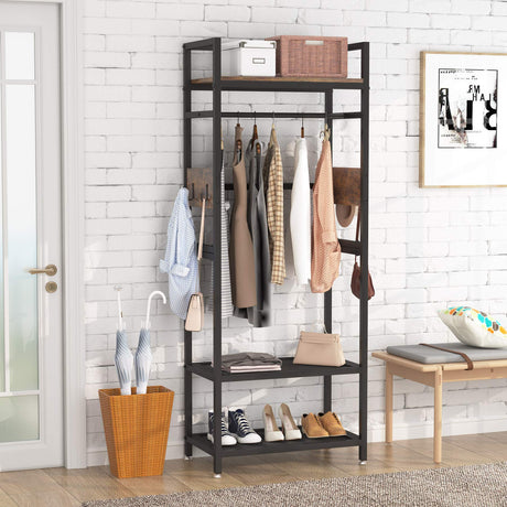 Tribesigns Small Heavy Duty Clothes Rack with Shelf and Hanging Rod, Freestanding Closet Organizer, Industrial Hall Tree Garments Rack for Small Space,Bedroom,27'' W X69'' H, Max Load 300LBS Tribesigns