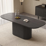 GraceNook 86" Wood Oval Dining Table for 2-8, Large Modern Dining Room Table, Pedestal Dining Kitchen Table with Sleek Ripple Pedestal, Large Minimalist Table for Meal, Dinner, Study GraceNook